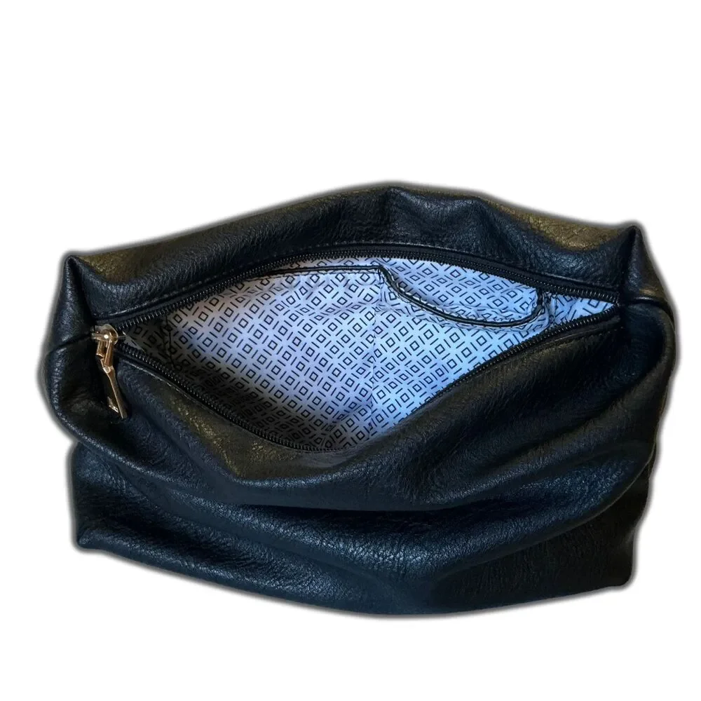 Antik Kraft Cosmetic Bag Large Black Faux Leather